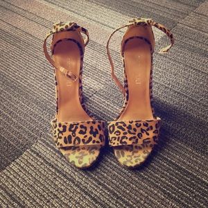 Gently Worn Leopard Block Sandals